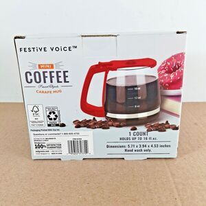 Mini Coffee Red Carafe Coffee Pot Shaped Mug Novelty 16oz Mug Festive Voice New